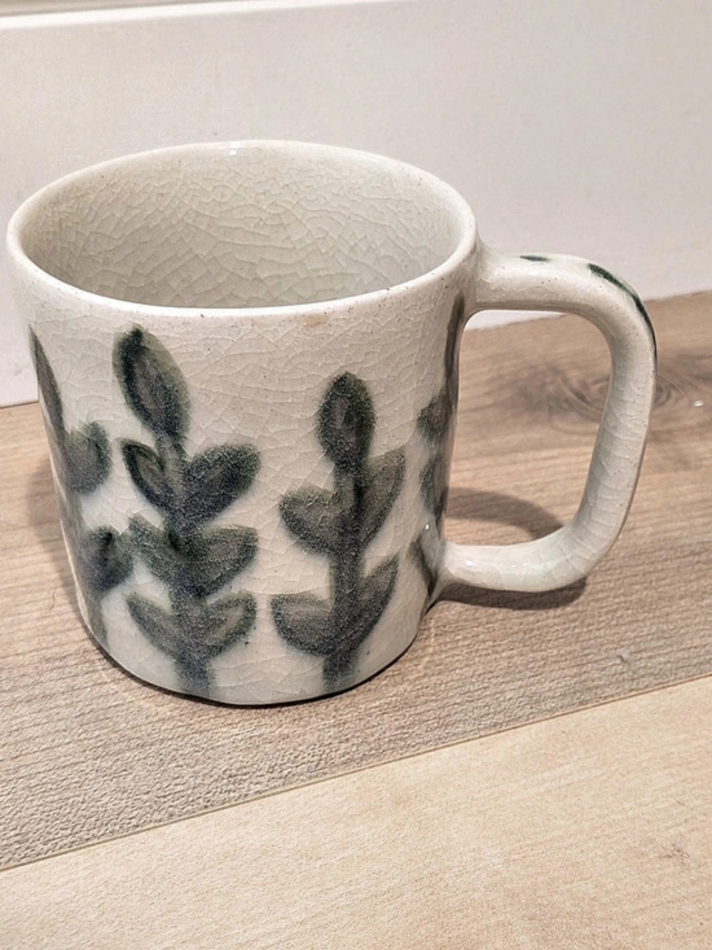 Floral Ceramic Mug in White & Green